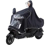 GeRRiT Motorbike Waterproof Lengthened Poncho, Electric Mobility Scooter Motorcycle Large Rain Cape Coat, Single Person Motorcycle Anti-Fog Rainwear Cover with Mirror Slots (Black XXXL)