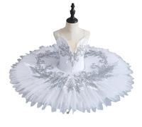 GeRRiT New Professional Ballet Tutu Girls Platter Pancake Tutu Ballerina Party Dress Adult Women Child Kids Ballet Dance Costume,White,120