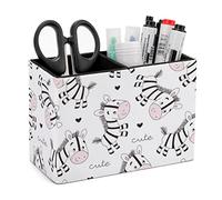 GERRIT Pen Holder for Desk, Cute Cartoon Zebra Pencil Holder PU Leather Pen Organizer Desk Pencil Organizer Cute Makeup Brush Holder for School College Office