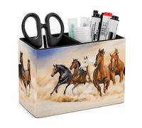 GERRIT Pen Holder for Desk, Horses Force Running Pencil Holder PU Leather Pen Organizer Desk Pencil Organizer Cute Makeup Brush Holder for School College Office