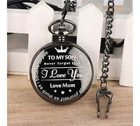 GeRRiT Pocket Watch Bronze Customized to My Son Quartz Pocket Watch Vintage Roman Numeral Display Pendant Clock Birthday Gifts for Boys