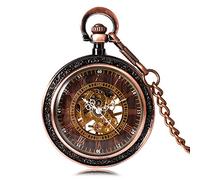 GeRRiT Pocket Watch, Classical Copper Mechanical Hand Wind Pocket Watch, Antique Clock Gifts for Men,Pocket Watch Chain