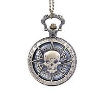 GeRRiT Pocket Watch Classical Hollow Ghost Head Pattern Pocket Watch with Chain for Men Women Pocket Watch Vintage Quartz Pocket Watch Gift for Birthday Anniversary Day
