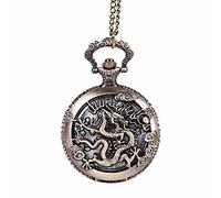 GeRRiT Pocket Watch - Mens Quartz Pocket Watch with Necklace Vintage 12 Chinese Zodiac Animal Hollow Perspective Ser