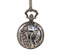 GeRRiT Pocket Watch - Mens Quartz Pocket Watch with Necklace Vintage 12 Chinese Zodiac Animal Hollow Perspective Ser