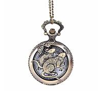 GeRRiT Pocket Watch - Mens Quartz Pocket Watch with Necklace Vintage 12 Chinese Zodiac Animal Hollow Perspective Ser