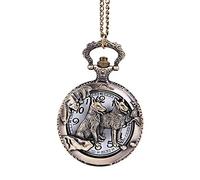 GeRRiT Pocket Watch - Mens Quartz Pocket Watch with Necklace Vintage 12 Chinese Zodiac Animal Hollow Perspective Ser