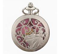 GeRRiT Pocket?Watch?Necklace Alice in Wonderland Theme Quartz Pocket Lovely Princess Roman Numerals Display Round Dial Pendant Clock,Silver