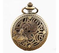 GeRRiT Pocket?Watch?Necklace Alice in Wonderland Theme Quartz Pocket Lovely Princess Roman Numerals Display Round Dial Pendant Clock,80 Cm Chain