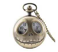 GeRRiT Pocket?Watch?Necklace Tim Burton The Nightmare Quartz Pocket Watch Retro Frog Big Eyes Jack Skellington Necklace Pendant,Retro Bronze