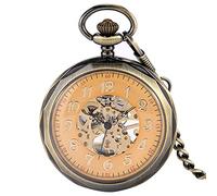 GeRRiT Pocket Watch Nostalgic No Cover Manual Mechanical Pocket Watch Arabic Numerals Dial Durable 30Cm Thick Chain Necklace Female Pendant Clock