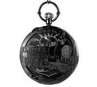 GeRRiT Pocket Watch Pocket Watch with Chain Hollow Hand Crank Music Quartz Pocket Watch Merry Christmas Birthday Gift Locomotive Roman Numerals