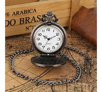 GeRRiT Pocket Watch Retro Gray Logo Symbolic Quartz Pocket Watch Chain Necklace Pendant Gift FOB Clock Art Collectibles,80cm Chain
