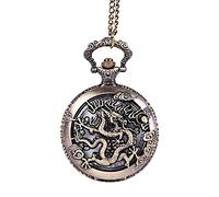GeRRiT Pocket Watch Retro Pocket Watch,Dragon Xiangyunancient Wind Dragon in The Daybronze Embossed Hollow Chinese for Men Women