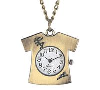 GeRRiT Pocket Watch Unique Clothes Shape T-Shirt Quartz Pocket Watch Cute Arabic Numerals Dial Fob Necklace Pendant Slim Hanging Chain Sweater Clock