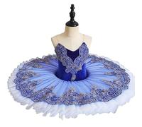 GeRRiT Professional Ballet Tutu Girls Blue Platter Pancake Tutu Party Dress Adult Women Child Kids Ballet Dance Costume,Blue,160