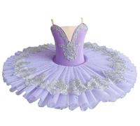GeRRiT Professional Ballet Tutu Girls Purple Blue Platter Pancake Tutu Ballerina Party Dress Adult Women Child Kids Ballet Dance Costume,Purple,110