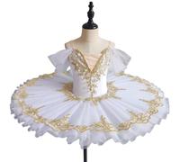 GeRRiT Professional Ballet Tutu Girls White Platter Pancake Tutu Ballerina Party Dress Adult Women Child Kids Ballet Dance Costume,White,150