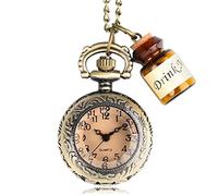 GeRRiT Retro Modern Mini Bronze Pocket Watch Women Men Transparent Dark Brown Glass Pendant