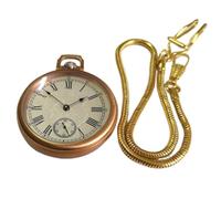 GeRRiT Retro Pocket Watch,Rose Gold Stainless Steel Pocket Watch Mechanical Movement Antique Retro Watch with Chain Roman Numeral Clock