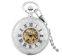 GeRRiT Retro Pocket Watch,Vintage Bronze Hollow Double Sided Open Skeleton MechanicalShield Design Back Case Art Collectibles for Men Women