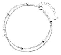 GeRRiT S925 Silver Bracelet Simplicity Space Bead Chain Double Layer Light Bead Bracelet Student Bracelet, S925 Silver Bracelet