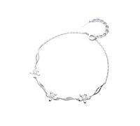 GeRRiT S925 Silver Bracelet with Small Diamond Inlaid Flower Bracelet, Cute Temperament, S925 Silver Bracelet