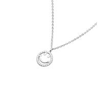 GeRRiT S925 Silver Necklace Pendant Female Personality Diamond round Smiley Necklace Simple Clavicle Chain Female, Silver, 925 silver