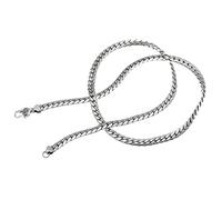 GeRRiT S925 Silver Necklace Retro Thai Silver Personality Fonts Flat Cuban Chain Snake Bone Chain Male 3Mm-65Cm, 5mm-50cm