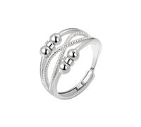 GeRRiT Silver Dream Ring for Women, 925 Sterling Silver Ring,Adjustable Beads Stress Relieving Spinner Ring, Enchanting Thumb Ring for Eternal Glamour