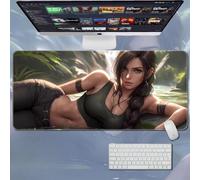 GeRRiT Tomb Raider XXL Gaming Mouse Mat Extended Large Non-slip Rubber Base Mousepad, Computer Laptop Desk Mat Thick Enough for Smooth & Durable Surface (Lara Croft, 900 * 400 * 3mm)
