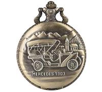 GeRRiT Unique Steam Sedan Pattern Pocket Watch for Men Durable Alloy Thin Chain Pendant Watch for Male Classic Large White Dial Quartz Pocket Watches for Boys