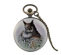 GeRRiT Vintage Men Pocket Watch Eagle Design White Pocket Watch for Boy Quartz Arabic Numeral Pocket Watches for Teenager