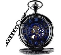 GeRRiT Vintage Mens Pocket Watch Mechanical Engraved Pocket Watches Classical Nostalgia Engraved Pocket Watches for Men and Women Classic Smooth Face Mechanical for Dad Mens Engraving Birthday