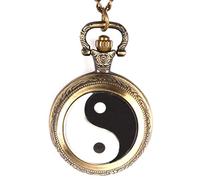 GeRRiT Vintage Tai Chi Logo Alloy and Glass Material Quartz Pocket Watch Gift for Men Woman Christmas Day