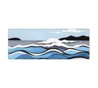 GeRRiT Waves Lapping at The Rocks Mouse Pad 12x31.5 in Long Computer Mouse Mat Mousepad with Non-Slip Base for Gaming and Office, Black
