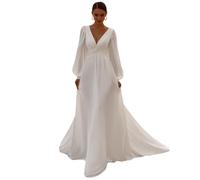 GeRRiT Wedding Dress, Ivory 01, Size 40, Long Sleeve V-Neck, A-line with Long Sleeves, Floor Length, Women's Wedding Dress