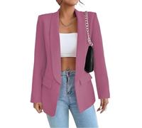 Gerrit Women's Suit Sporty Elegant with Pockets Lapels Suit Jacket Open Front Cardigan Plain Slim Business Long Sleeve Office Jacket Chic Blazer for Wedding (Color : Purple, Size : 3XL)