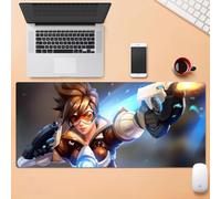 GeRRiTL Overwatch XXL Gaming Mouse Pad Large Long Extend Mouse Mat,Big Full Keyboard Desk Pad for Computer Laptop Office Anti-Slip Rubber Stitched Edges (Tracer)