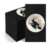 Gersoniel 100 Pcs Moon Witch Napkins for Halloween Disposable Guest Napkins Witch Paper Hands Towels for Decoupage Crafting Halloween Party Tableware Home Bathroom Decorations
