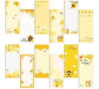 Gersoniel 12 Pads Magnetic Notepads for Refrigerator Set Magnetic to Do List Pads Back Memo Notepad 9 x 3.5 Inches for Fridge Kitchen Shopping Grocery (Yellow,Bee)