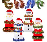 Gersoniel 12 Set Christmas Stacking Boxes Christmas Nesting Gift Box with Hats Santa Claus Snowman Stackable Boxes with Lids Xmas Decorative Present Box for Party Supplies Decor