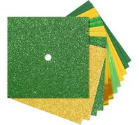 Gersoniel 12 Sheets Construction Paper for Graduation Cap Topper Decorations, 10" x 10" Colors Glitter Card stock Paper for Grad Caps Cover DIY Project Birthday Wedding Party Decor(Green and Gold)