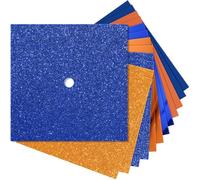 Gersoniel 12 Sheets Construction Paper for Graduation Cap Topper Decorations, 10" x 10" Colors Glitter Card stock Paper for Grad Caps Cover DIY Project Birthday Wedding Party Decor(Blue and Orange)