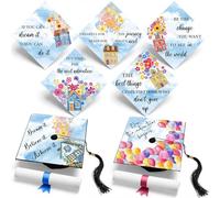 Gersoniel 14 Pcs Adventure Graduation Cap Topper Sticker Flying House Design Inspired Cap Topper Card Stock for Graduation Hat Accessories Supplies