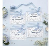 Gersoniel 14 Pcs Bridesmaid Proposal Cards with Envelopes Stickers Blue Bow Flower Will You Be My Bridesmaid Maid of Honor Cards with Envelopes Stickers for Wedding Bridal Shower Commemorative Gifts