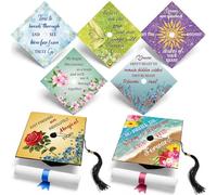 Gersoniel 14 Pcs Graduation Cap Topper Sticker Princess Inspirational Quotes Design Cap Topper Card Stock for Graduation Hat Accessories Supplies