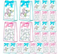 Gersoniel 24 Pack Mahjong Clear Gift Bags with Handles Small Reusable Plastic Party Gift Bags with Ribbons Transparent PVC Tote for Birthday Wedding Bridal Party Favors Supplies, 7 x 10 x 3.15 Inch