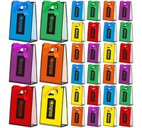Gersoniel 24 Pcs Gift Bags with Handle Party Favors Reusable Plastic Clear PVC Goodies Treats Totes for End of Year Birthday Classroom Party Favor Supplies 7 x 10 x 3.15 Inch (Crayon)