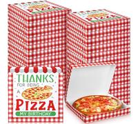 Gersoniel 24 Pcs Mini Pizza Box 6.3 x 6.3 x 0.9 Inch Mini Pizza Box Takeout Boxes Food Delivery Boxes for Guests Celebrations Party Favors Weddings (Birthday Party)